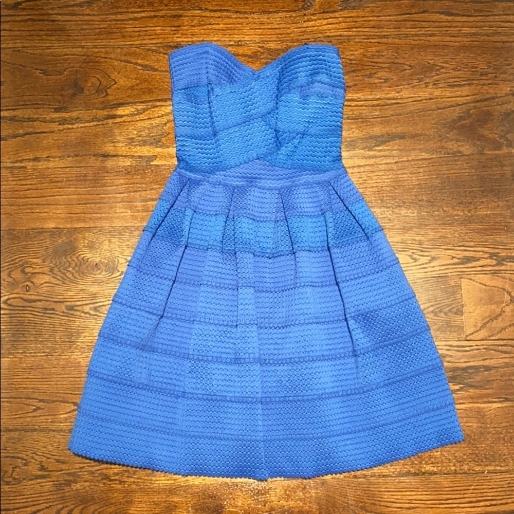 Strapless blue dress